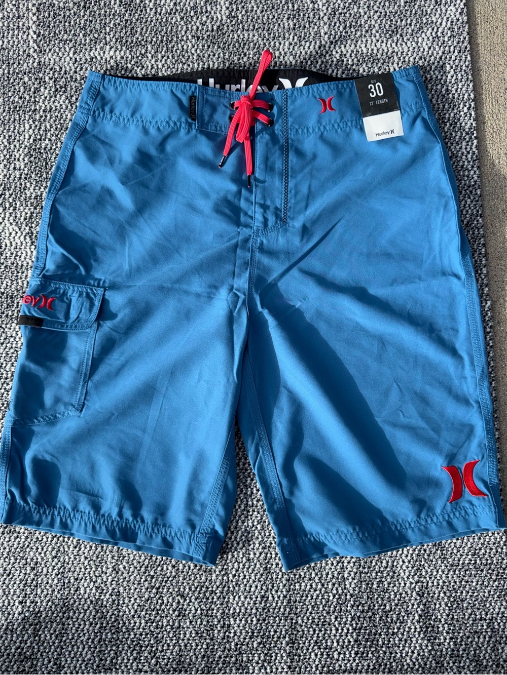 NEW Hurley “One & Only” Men's Blue & Hot Pink Board Shorts - 30 x 22
